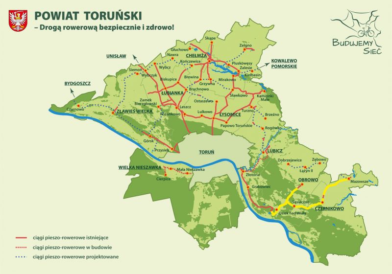 Mapa drogi rowerowe - Osiek - Mazowsze z odgałęzieniem do Obrowa