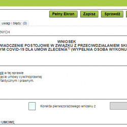 Zrzut ekranu formularz elektroniczny RSP-CZ