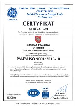 Certyfikat ISO 9001 do 2025