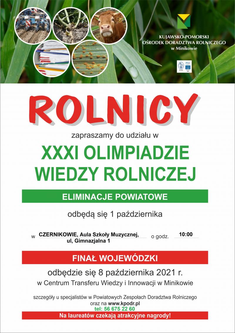 Zapraszamy do udziału w XXXI Olimpiadzie Wiedzy Rolniczej