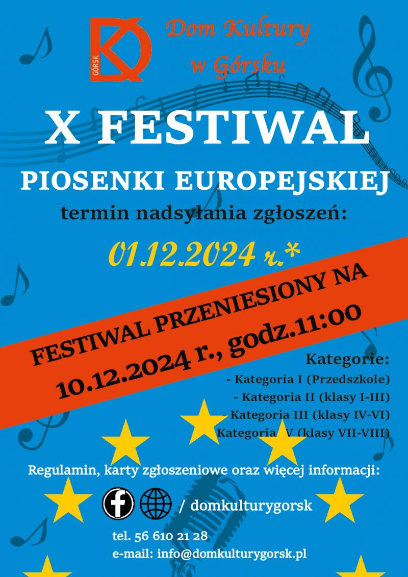 X Festiwal Piosenki Europejskiej - zgłoszenia