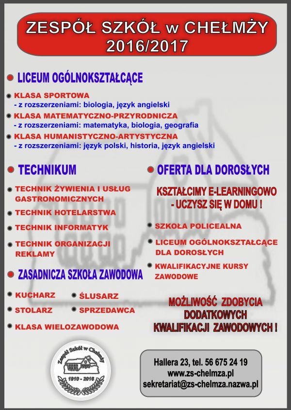 Oferta edukacyjna Zespołu Szkół w Chełmży
