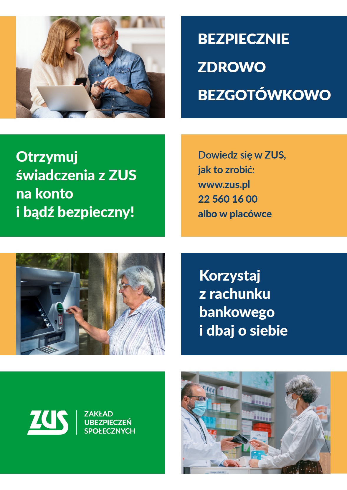 Bezpiecznie, zdrowo, bezgotówkowo – rusza kampania informacyjno-edukacyjna dla klientów ZUS