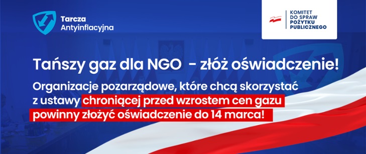 Tańszy gaz dla NGO – złóż oświadczenie!
