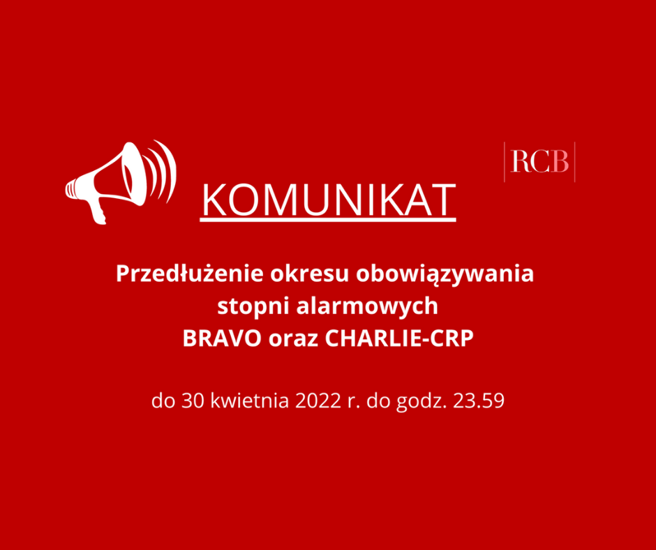 Przedłużenie stopni alarmowych BRAVO oraz CHARLIE-CRP