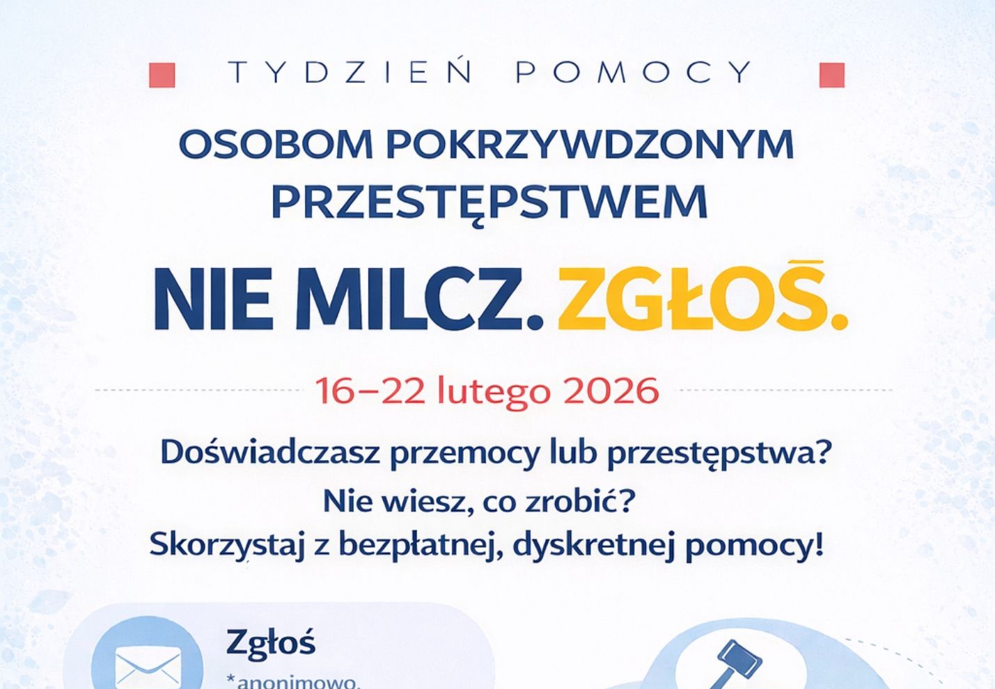 Tydzień Pomocy Osobom Pokrzywdzonym Przestępstwem – bezpłatne wsparcie i porady